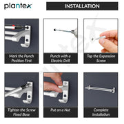 Plantex Dual Towel Rod for Bathroom/Space Aluminium Towel Holder/24 Inch Towel Hanger with Side Hooks/Bathroom Accessories - Pack of 1 (Silver)