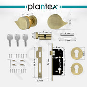 Plantex Heavy Duty Door Lock/Main Door Mortise Lock Handle/Handle Set for Home/Office/Door Accessories (Brass Antique, Gold)
