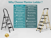 Plantex 4 Step Ladder for Home-Foldable Steel -Wide Anti Skid Steps - 5 Year Manufacturer Warranty (Gray & White)