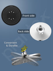 Plantex ABS Round Shower Head for Bathroom/Adjustable Head shower/360Â° Rotatable Rain Shower Head for Bathroom/Pressurized Shower Head/Showers for bathroom-Chrome & Matte Black