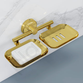 Plantex Galaxy 304 Grade Stainless Steel Rectangular Double Soap Dish for Bathroom/Soap Stand/Soap Holder/Soap Storage/Bathroom Accessories – (PVD Gold)