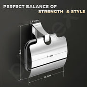 Plantex Paper Holder for Bathroom/Pure Brass Toilet Paper Holder With Lid/Tissue Paper Roll Holder/Bathroom Accessories - Pack of 1 (APS-DL-21, Chrome)