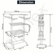 Plantex 3 Layer GI Steel Cloth Stand for Drying Clothes Foldable/Clothes Drying Rack for Balcony/Clothes Drying Stand - Clofera (White & Gray)