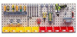 Plantex Tool Organizer for Workshop/Metal Pegboard for Garages/Tool Storage Board/Hanging Pegboard â€“ 120 x 45 cm (Silver)