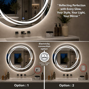 Plantex Glass Lighting Mirror With 3 Lighting Option/Smart Wall Mount Mirror Shatterproof For Living Room/Bedroom/Dressing Room - Round Shape (24 Inch), White