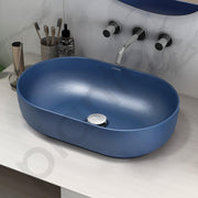Plantex Tabletop Wash Basin for Bathroom/Designer Ceramic Basin/Countertop Wash Basin/Home/Office (Blue - 22 x 14 x 6 Inch)