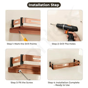 Plantex PVD Rose Gold Bathroom Shelf Rack/Bathroom Wall Shelf/Bathroom Organizer/Living Room Wall Organiser/Kitchen Rack Wall Mounted (12x5 Inches, Stainless Steel)