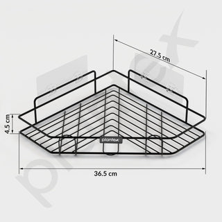 Plantex Self Adhesive Corner Shelf for Bathroom/Adhesive Shelf for Kitchen - with Magic Sticker/Bathroom Organizer Without Drill - Pack of 2 (Diamond, Black)