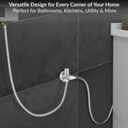 Plantex Pure Brass 2-Way Angle Valve Tap for Bathroom with Brass Wall Flange & Teflon Tape- Quarter Turn Tap (PAC-1808-Chrome Finish)