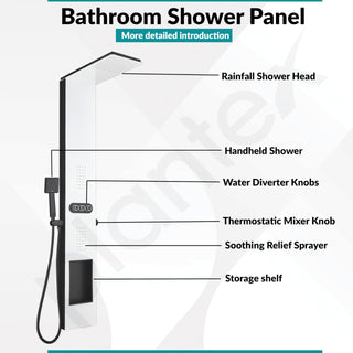 Plantex Shower Panel for Bathroom with Inbuilt Shelf/All in One Shower Panel/White Shower System for Bathroom/Full Shower Set with Jet Spray/Head Shower and Hand Shower - (KM-8105)
