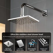 Plantex Stainless Steel Overhead Shower 6 x 6 inch with Water-Saving Technology/High pressure Rain Shower Head without Shower Arm/Bathroom Shower -(Elegance-Chrome)
