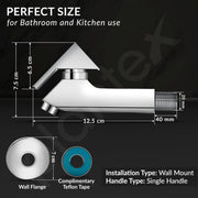 Plantex Pure Brass PRI-301 Water Tap for Bathroom with Water-Saving Technology Tap/Wall Mount Bib Tap with Wall Flange & Teflon Tape-7 Year Warranty (Chrome Finish)