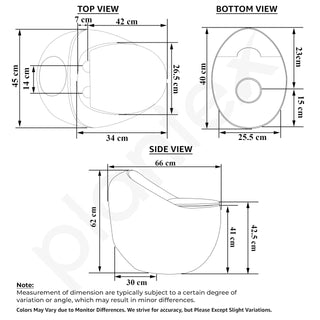 Plantex Imported Commode for Toilet/Rimless Siphonic Vacuum Jet Flush Western Commode/Floor Mounted Western Toilet with Soft Closing Toilet Seat - (Black Matt)