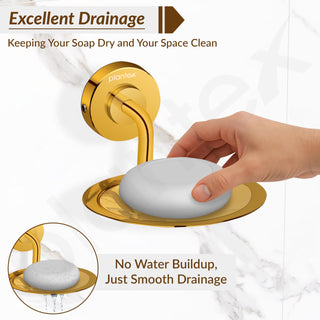 Plantex 304 Grade Stainless Steel Soap Holder for Bathroom Wall - Soap Stand/Dish/Accessories - Daizy (Golden)