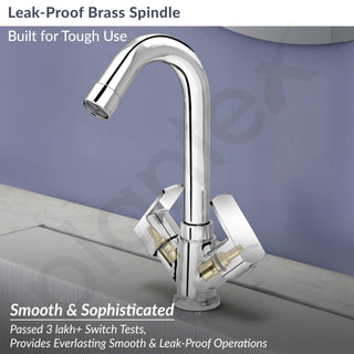 Plantex Brass Spindle Wash Basin Tap with Water Saving Aerator/Basin Mixer for Bathroom/Sink Tap for Kitchen Basin -(Saga-Chrome)