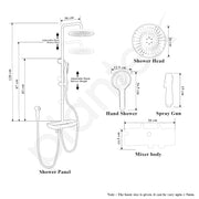 Plantex 304 Grade Stainless Steel Shower Panel for Bathroom/ Modern Shower System with Head Shower/Hand Shower & Massage Spray Jet for Bathroom (Gun Metal Grey)
