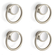 Plantex Drawer Knobs/Ring Drawer Kadi/Pull-Push Knobs for Kitchen/Bedroom Drawer - Pack of 4 (Satin White & Chrome)