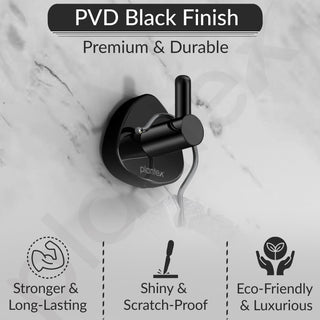 Plantex J4 Stainless Steel Clothes Hanger for Wall/Hangers for Bathroom/Robe Hook/Bathroom Accessories (PVD Black Finish) Angel