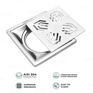 Plantex 304 Grade Stainless Steel Drain Cover/Drainage Cover/Drain Cover for Bathroom/Jali for Bathroom and Balcony- (6x6 inches)