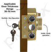 Plantex Heavy Duty Rim Locks for Main Door/Door Lock for Main Door with 4 Keys/Suitable for Inside Opening Wooden Door - Pack of 1 (Brass Antique)