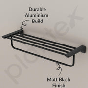 Plantex Space Aluminium Towel Holder in Bathroom/Towel Rod/Bathroom Towel Holder/Bathroom Accessories - Black (24 Inch)