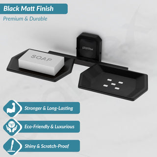 Plantex 304 Grade Stainless Steel Twin Soap Holder Stand for Bathroom and Wash Basin/Bathroom Accessories - Cute (Black)