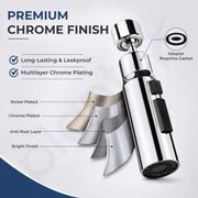 Plantex Tap Extension for Kitchen Sink/360° Swivel Kitchen Sink Faucet Aerator/3 Anti-Splash Modes Sprayer/Upto 70% Water Saving - Pack of 1 (Chrome)