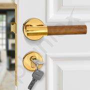 Plantex Premium Door Lock with 3 Years of Warranty/Main Door Lock for Home/Mortise Lock for Door - Main Door Lock Set (PVD Gold & Wood Finish)