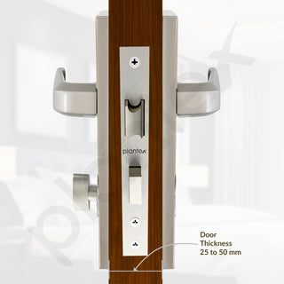 Plantex Heavy-Duty Door Lock Set - Main Door Lock Handle Set/6-Lever Lock Mechanism Mortise Lock with 3 Keys, Brass Lock Body & Cylinder (PTP-08, Satin)