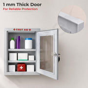 Plantex Metal First Aid Box/Emergency Medical Kit Box for Medicine Storage/Multi Compartment for Medicine Organizer First Aid Kit Box with Key Lock - Pack of 10 (White)