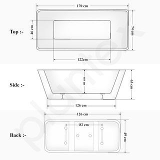 Plantex Freestanding Bathtub For Bathroom/Bath tub for Adults/Deep Soaker Bathtub with Overflow, Popup and Drain Pipe (BSM-209-White-1700mm)