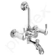 Plantex Pure Brass 3 In 1 Wall Mixer for Bathroom with L-Bend Provision for Overhead and Hand Shower/Water Saving Nozzle for Mixer Tap with Brass Wall Flange (Aq-1419-Chrome)