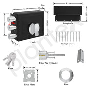 Plantex Heavy Duty Tri Bolt Lock with Key & Knob for Main Door/Suitable on Single Door for Home/Office/Hotel - (Z-Black)