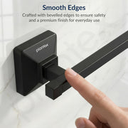 Plantex 304 Grade Stainless Steel 24 inch Towel Hanger for Bathroom/Single Towel Rod/Towel Bar/Bathroom Accessories - Squaro (Black)