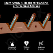 Plantex Wall Hooks for Hanging Cloth/Stainless Steel Towel Hangers/Bathroom Robe Hooks/Door Hangers/Square Wall Hook/Hook Rail for Hanging Keys - 4 Hooks (Pack of 1, PVD Rose Gold)
