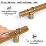 Plantex 18 Inch Main Door Handle/Stainless Steel & Wooden Door Handle/Pull-Push Handle for Door/Office & Hotel - Pack of 1 (DTMD-428, Brass Antique & Wood)