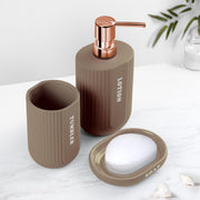 Plantex Ceramic Bathroom Set - Soap Holder for Bathroom/Liquid Soap Dispenser/Tumbler Holder/Toothbrush Holder - 3 Pcs Set