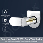 Plantex Pure Brass ORN-206 Angular Concealed Stop Cock/Concealed Stop Valve Tap For Bathroom With Teflon Tape & Adjustable Brass Wall Flange - 15mm (Mirror-Chrome Finish)