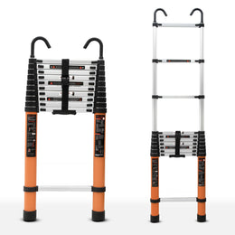 Plantex 14.5 feet (4.4m) Telescopic Ladder/Durable Steps/Collapsible Ladder for Home or Outdoor Work/Aluminium Telescopic Ladder - (Orange)