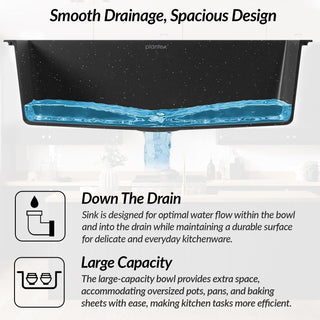 Plantex Granite Single Bowl Sink/Matt Quartz Sink For Kitchen/UV Protected Kitchen Sink/Undermount/Topmount (Nano Black - 24X18 Inches)