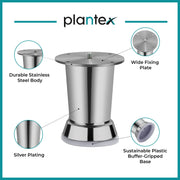 plantex Heavy Duty Stainless Steel 4 inch Sofa Leg/Bed Furniture Leg Pair for Home/Furniture Sofa Legs for Table/Sofa Support Legs/Sofa Furniture Leg (Chrome) Set of 10 Pcs