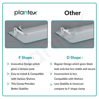 Plantex Multipurpose Frosted Glass Shelf for Bathroom/Shelves for Kitchen/Living Room Wall Shelf with Brass Railings and Wall Brackets (Chrome Finish, 12x6 Inches, Pack of 3)