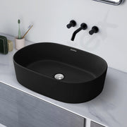 Plantex Ceramic Wash Basin for Bathroom/Oval Table Top Basin/Countertop Vessel Sink for Home/Hotel - (Charcoal Black- 22 x 14 x 6 inch)
