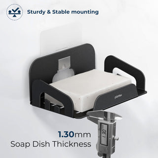 Plantex Self Adhesive Soap Dish for Bathroom/Stainless Steel Soap Holder for Washbasin/Soap Stand for Bathroom Without Drill/Bathroom Accessories - Black