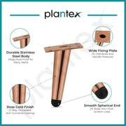 Plantex Heavy Duty Stainless Steel 4 inch Sofa Leg/Bed Furniture Leg Pair for Home/Furniture Sofa Legs for Table/Sofa Support Legs/Sofa Furniture Leg (Rose Gold) Set of 4 Pcs