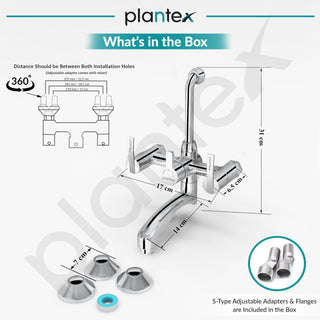 Plantex Wall Mixer for Bathroom 2 In 1 with Overhead Shower Provision and Long Bend Pipe/Mixer Tap for Bathroom with Water Saving Nozzle-7 Year Warranty (AQ-1418-Mirror Chrome)
