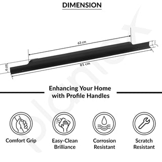 Plantex Profile Handle for Kitchen Cabinet/32 Inch Alluminium Drawer Profile Handle/Wardrobe Pull Handle for Home/Office/Hotel - Pack of 2 (Black)