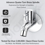 Plantex Pure Brass ICO-901 Water Tap for Bathroom with Water-Saving Technology Tap/Wall Mount Bib Tap with Wall Flange & Teflon Tape-7 Year Warranty(Chrome Finish)