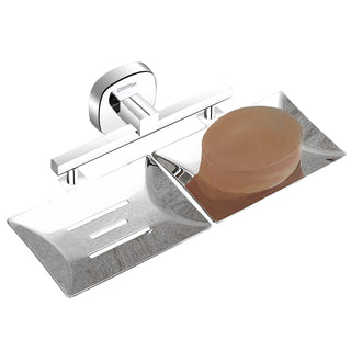 Plantex 304 Grade Stainless Steel Double Soap Dish/Soap Case/Soap Holder/Soap Stand for Bathroom Accessories - Maxx (Chrome)