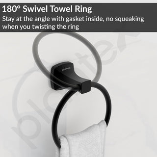 Plantex Space Aluminium Napkin Holder for Wash Basin/Towel Ring/Napkin Hanger/Towel Hanger/Bathroom Accessories (Black Powder Coated)